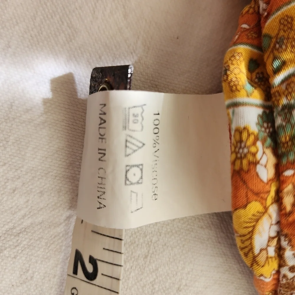 VCAY Floral Print Lantern Sleeve Cream & Green Color Women's Top Size XL - Picture 5 of 5